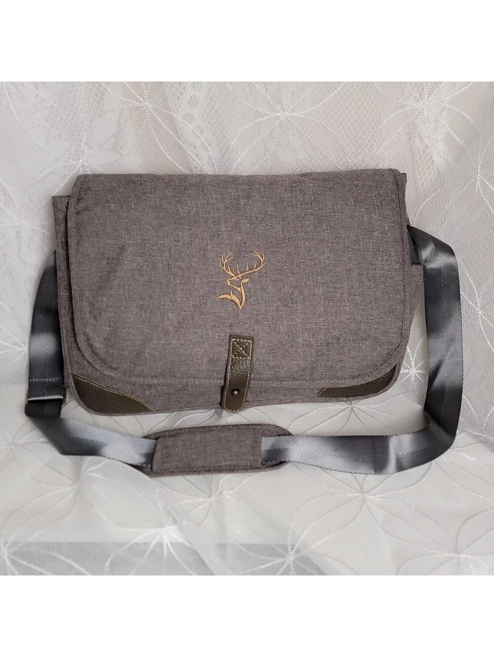 Glenfiddich Messenger Sling Bag 2016 Gray with Deer Embroidery Adjustable Strap